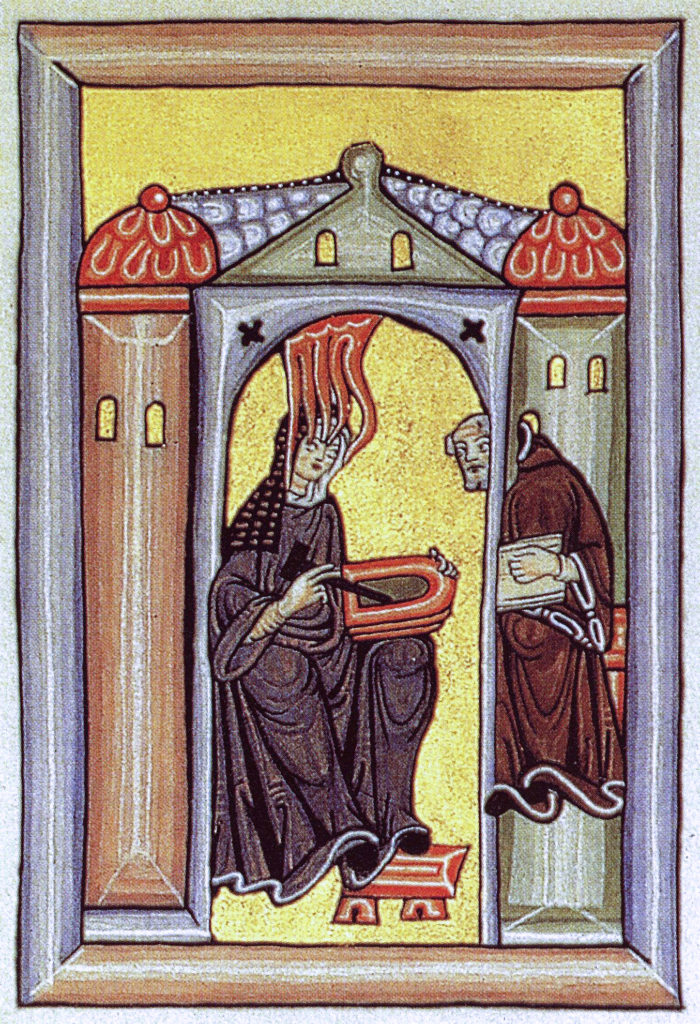 Illumination from Liber Scivias showing Hildegard receiving a vision